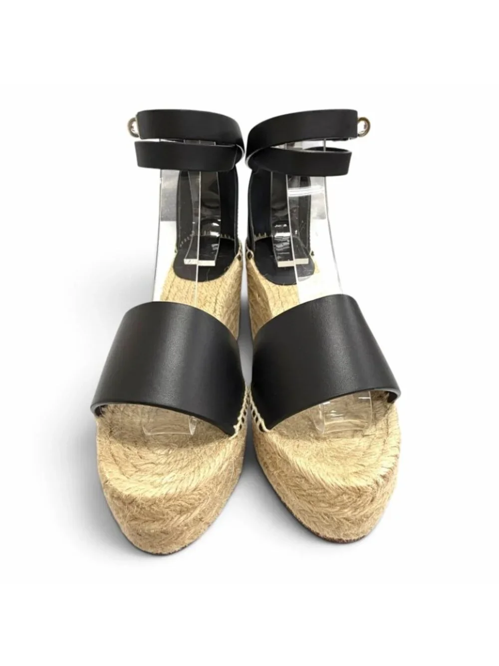 Hermes Tivoli Leather Kelly Buckle Ankle Strap Espadrilles Wedge Sole Sandals